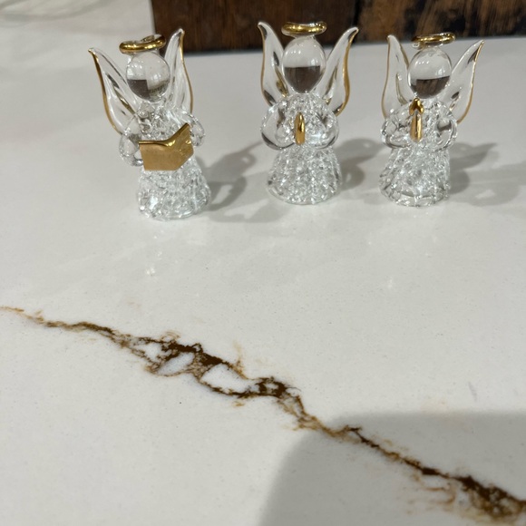 Hand blown 3-glass angels of worry 1.3” dipped in 24k - Picture 2 of 8